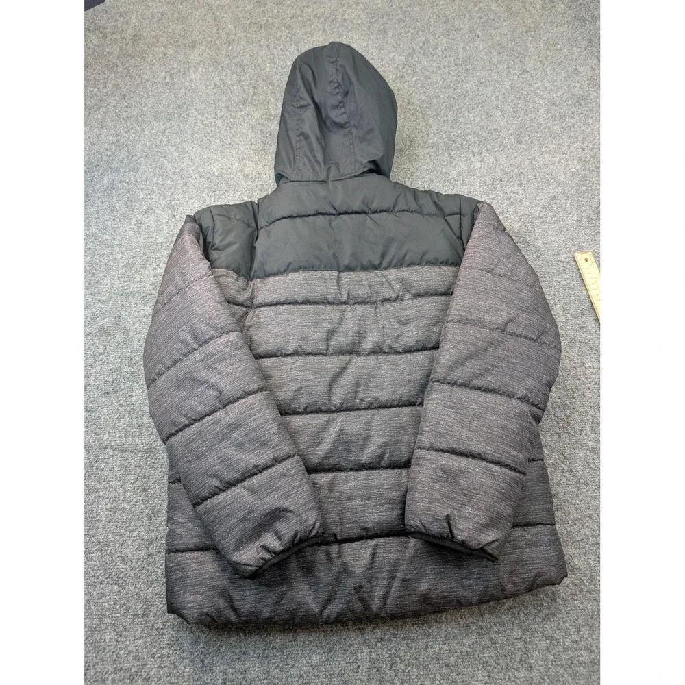 Hawke & Co Jacket Boys Size 14-16 Gray Hooded Puffer Full Zip Winter Coat